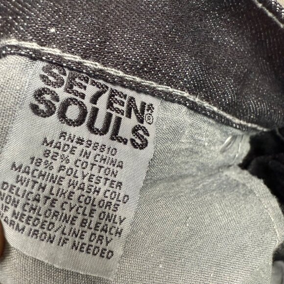 Se7en Souls Mens Size 32x30 Black Straight Fit Denim Jeans Distressed Style - Picture 4 of 9